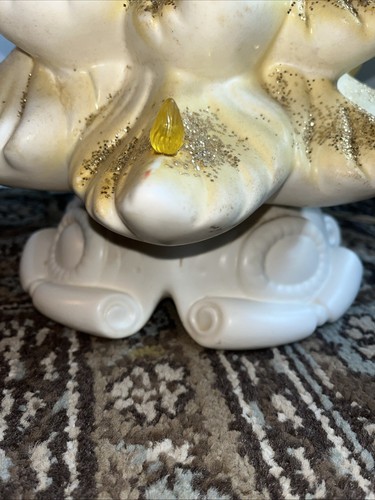Vintage Atlantic Mold White/Gold Glitter Light Up Christmas Tree Lamp 16” - Picture 11 of 14