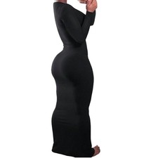 Long Sleeve Bodycon Dress in Black, Size XS