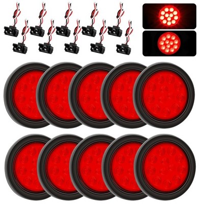Ronybuy 10Pcs 4'' Round Red Led Trailer Lights, Tail Pack of 10 