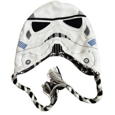 Youth Star Wars White Stormtrooper Reversable Yarn Tassels Beanie Cap Laplander