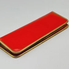 Vintage Leder Etui Rot für 3 Schreibgeräte Füller Stifte Leer Füllfederhalter 