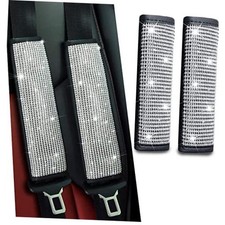 JDDRY 2-Pack Bling Seat Belt Covers,Bling Seat Belt Covers for Silver