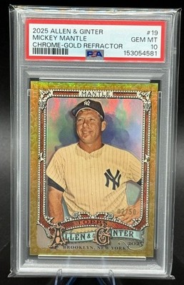 2025 Allen Ginter Mickey Mantle Gold Chrome /50 PSA 10