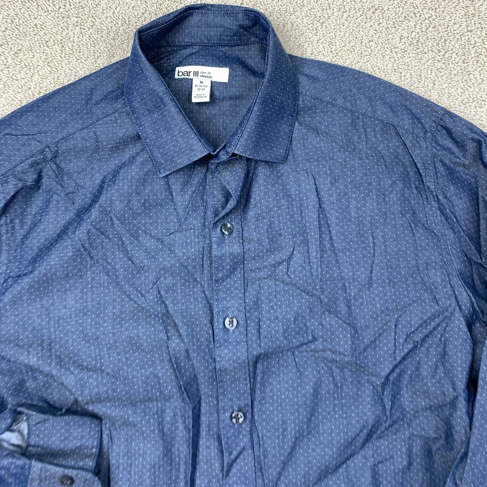 Camisa social Bar III slim fit elástica masculina manga longa 15-15.5 pontos azuis - Imagem 2 de 4