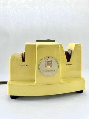 Vintage Butter Yellow Dormeyer Knife and Scissor Sharpener - TESTED AND WORKING