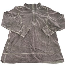 Tommy Bahama Pullover Mens Large Brown Gray Stripe Quarter Zip Ribbed Knit Top