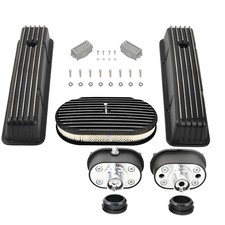 Black Tall Valve Cover 15 Air Cleaner Breather For Sbc Chevy 327 350 58-86