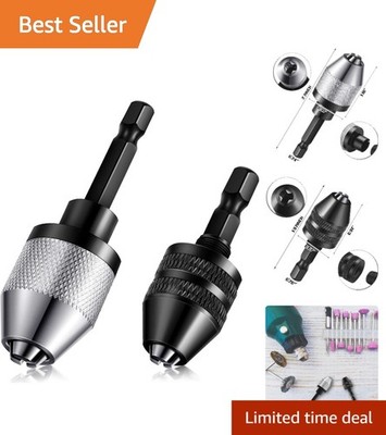 Durable Keyless Drill Chuck Adapter for Fast Change - 1/4 Inch Hex Bit, 2 Pieces