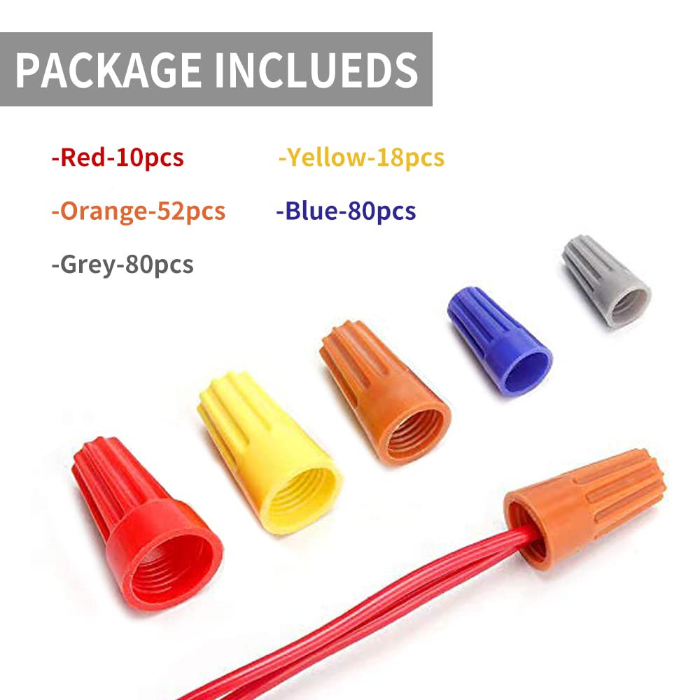 240 Pcs Electrical Wire Connectors Screw Terminals Twist Nuts Caps Assortment