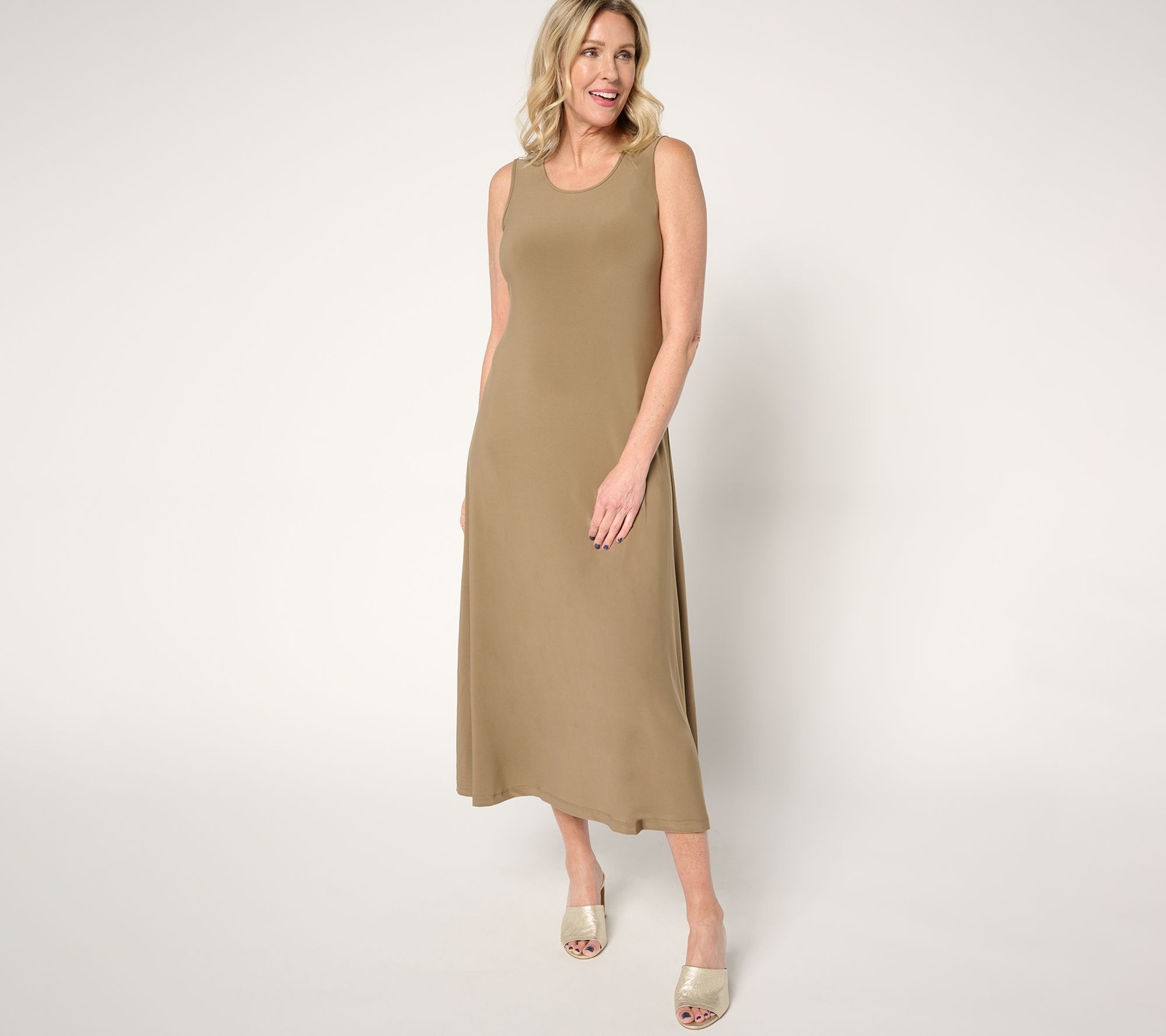 Women Control Women's Plus Sz Dress 2X Como Jersey Tank Maxi Brown A698998