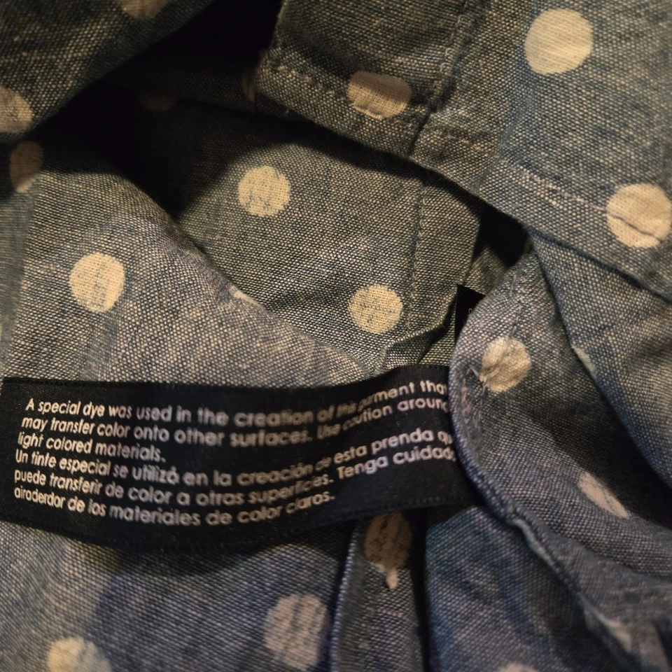 Tommy Hilfiger Blue White Polka Dot Button Up Shirt Men’s M Long Sleeve - Image 4 of 4