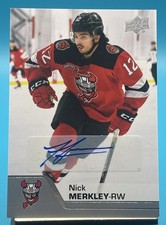 NICK MERKLEY autographed SIGNED '20/21 Upper Deck AHL card #73 BINGHAMTON DEVILS