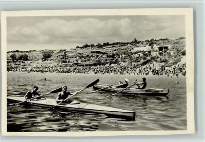 12083936 - Paddelboot und Ruderboot an der See ca 1940 AK Wassersport