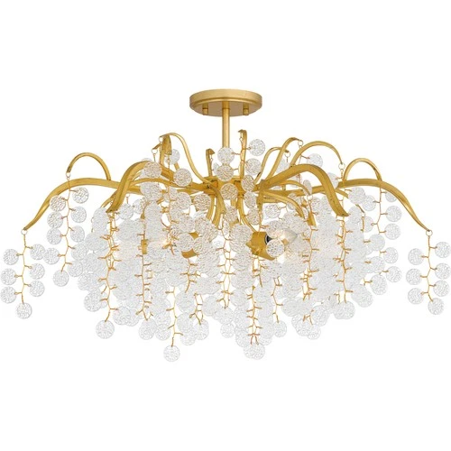 Quoizel MAP1728 Maple 6 Light 29"W Semi-Flush Ceiling Fixture - Gold - Picture 1 of 9