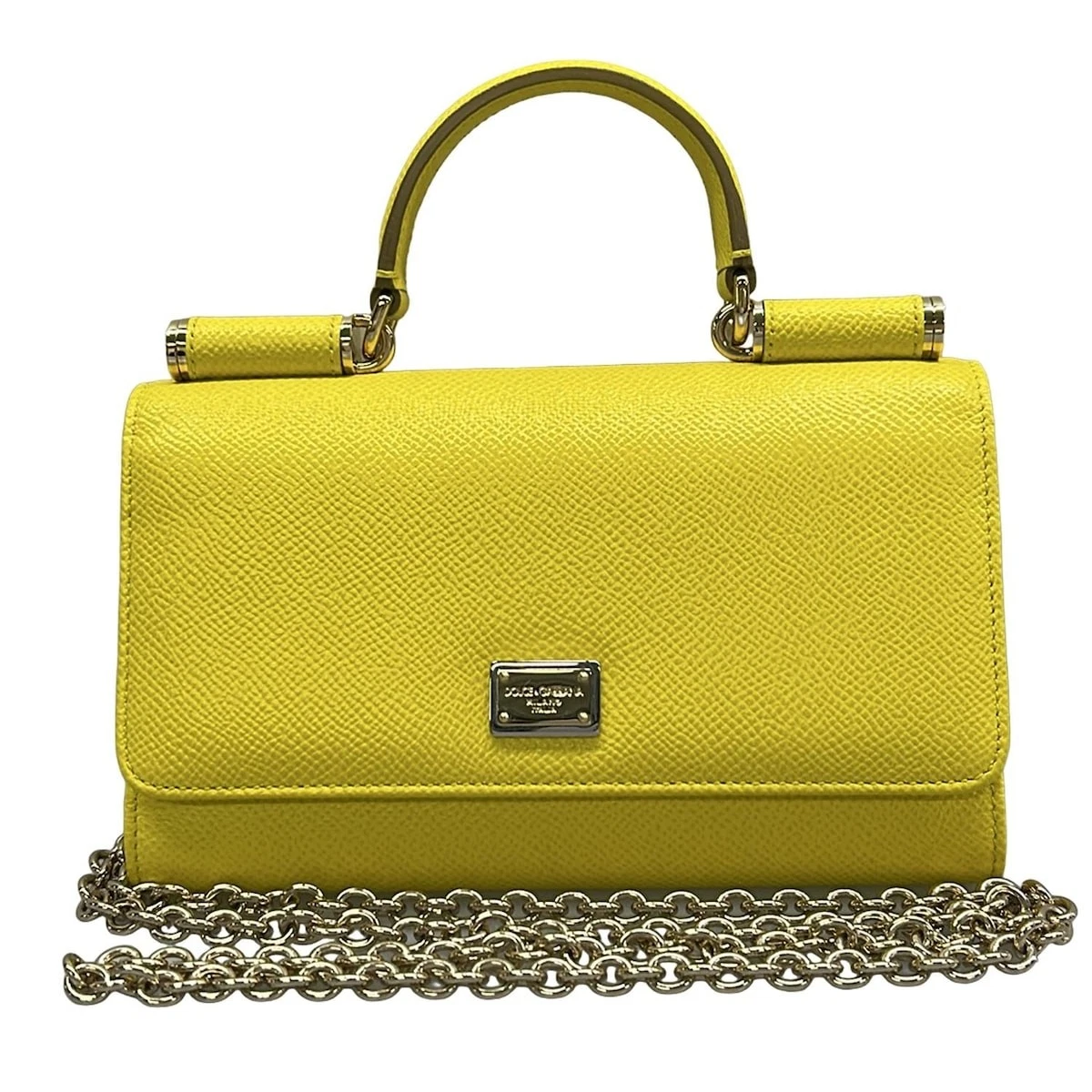 DOLCE&GABBANA(ドルチェアンドガッバーナ) 財布美品  シシリー イエロー VON BAG/フォンバッグ レザー Dolce&Gabbana Leather Exterior Yellow Bags & Handbags for Women