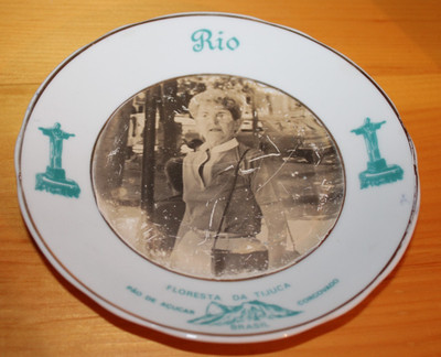 Vintage 6 Inch Porcelain Souvenir Brazil Plate with Unidentified Woman's Picture