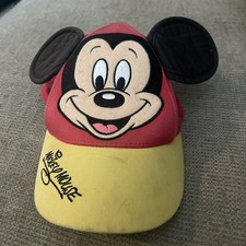 Disney World MICKEY MOUSE Baseball Cap Hat with Ears Youth Red And Yellow Hat