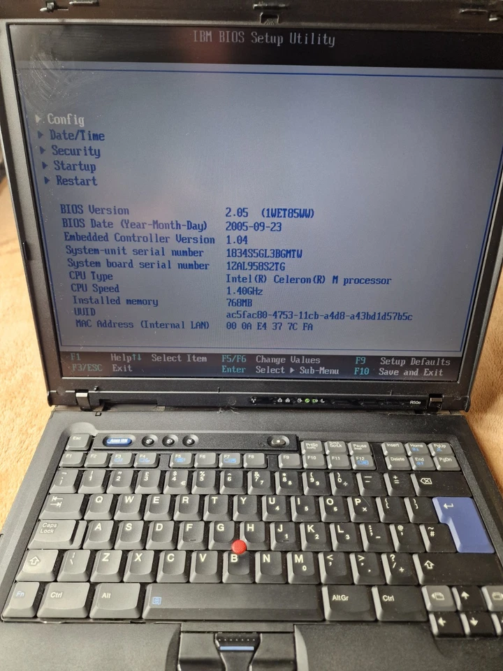 IBM Thinkpad R50e Intel Celeron M 1.4GHz 768mb ram no HDD bios tested Read Descr - Image 2 of 4