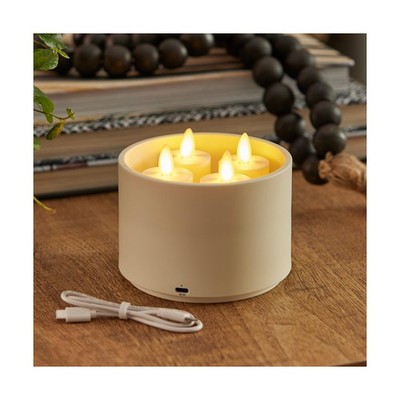 Luminara Flameless Tealights Rechargeable LED Set of 4 1.5'' x 2.1'', Battery O...