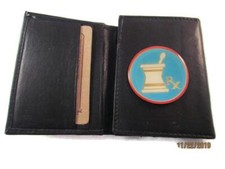 RX PHARMACIST DRUGGIST SMOOTH QUALITY BLACK LEATHER TRIFOLD WALLET