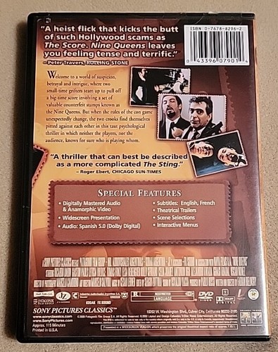 Nine Queens (DVD, 2002) w/Insert, Sony Pictures Classics, Rare OOP - 第 2/4 張圖片
