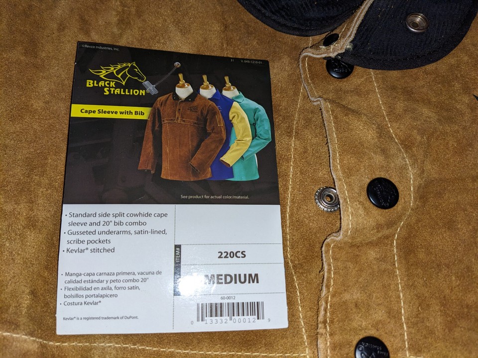 Black Stallion Leather Cape Sleeve & Bib Split Cowhide 220CS Medium