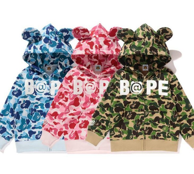 2020 Kids Boy Girl Bape Bear Ear Camo Monkey Zipper Jacket Sweatshirts Hoodies eBay
