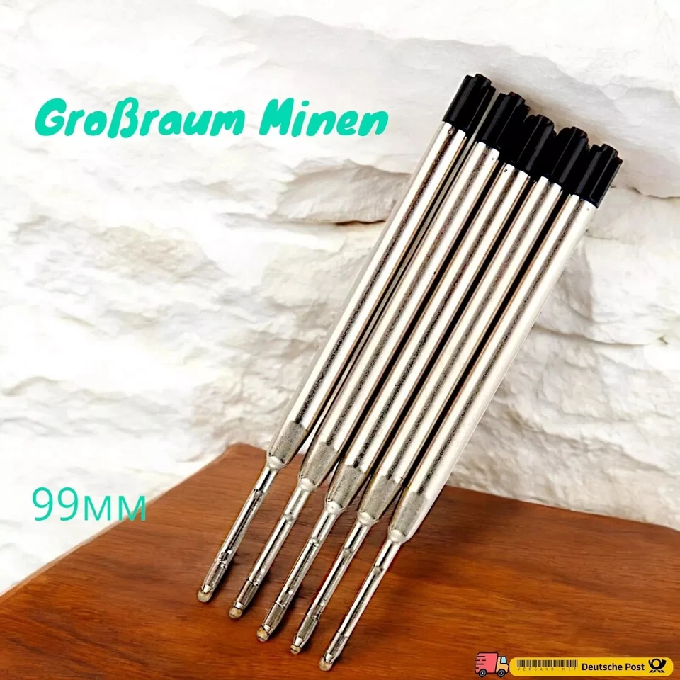 5x Metall Kugelschreiber Großraumminen baugleich Parker System Großraum Mine