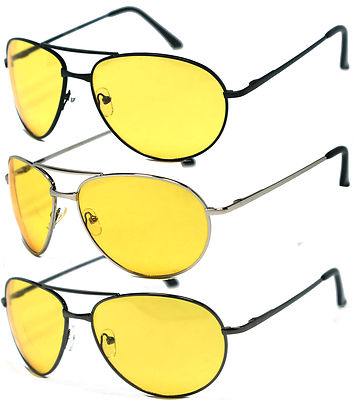 Metal Frame (3 Color) Night Driving Lens Spring Temple Pilot Sunglasses AV02