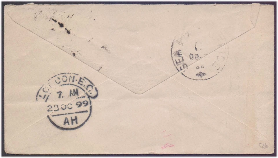 PAQUEBOT SHIP From LAHORE INDIA NOW IN PAKISTAN To ENGLAND 1899 Sea Mail Cover - Image 2 of 2