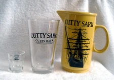 Cutty Sark Scotch Whisky Pitcher, Pint & Shot Glass Cutty Leads Beer Follows