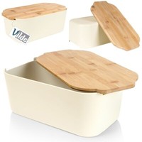 Brotkasten Mit Holzbrett Brotkorb Brotbox BrotbehäLter Creme 33X18,5X12 Cm