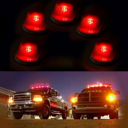 5-Pack Clear Roof Cab Marker Light Lenses With LED Bulbs For Ford F150 F250 F350 F450 F550