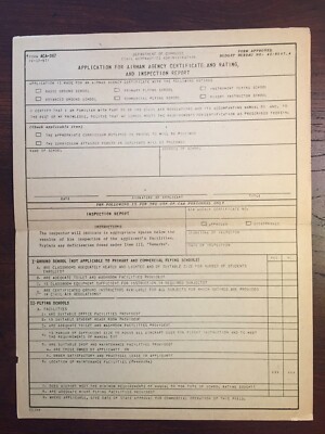 1947 CAA Form ACA-387 Application For Airman Agency Certificate & Rating Report