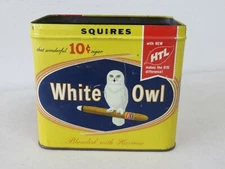 ANTIQUE WHITE OWL SQUIRES CIGARS 10 CENT TIN HAVANA GENERAL CIGAR CO