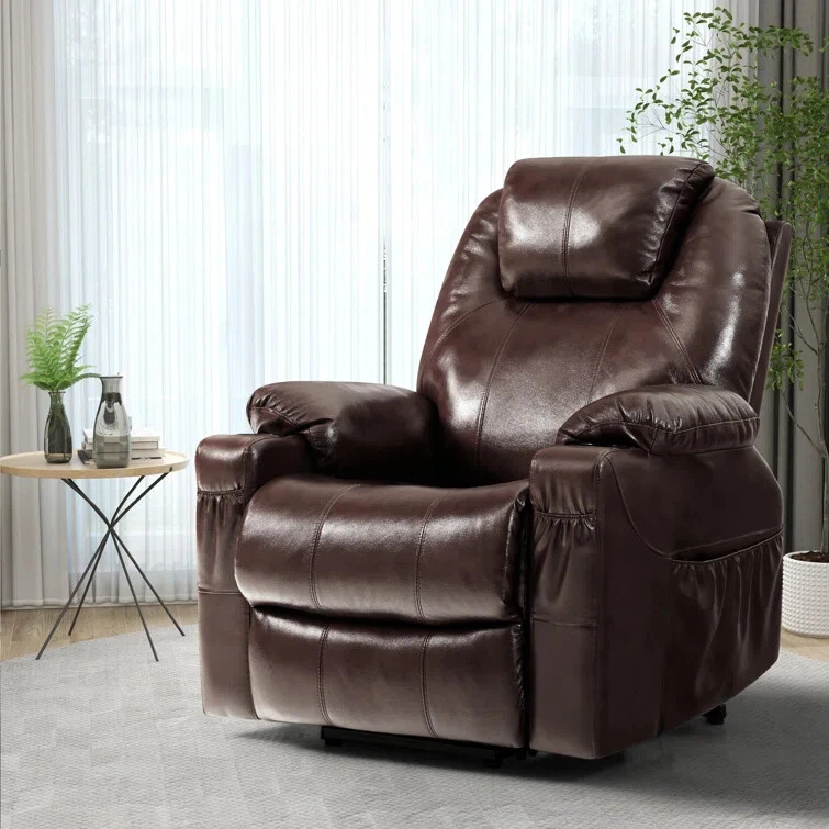 Genuine Leather Electric Power Lift Chair Heated Massage Recliner