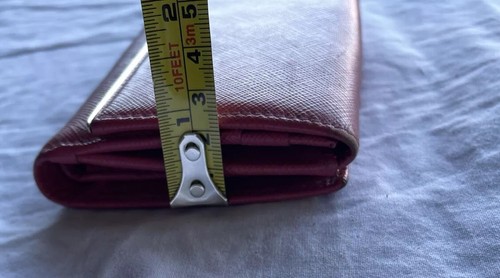 Portafoglio Prada Saffiano Rosso Rosa Snap Bifold Più Tasche Clip Pulsante - Foto 11 di 16