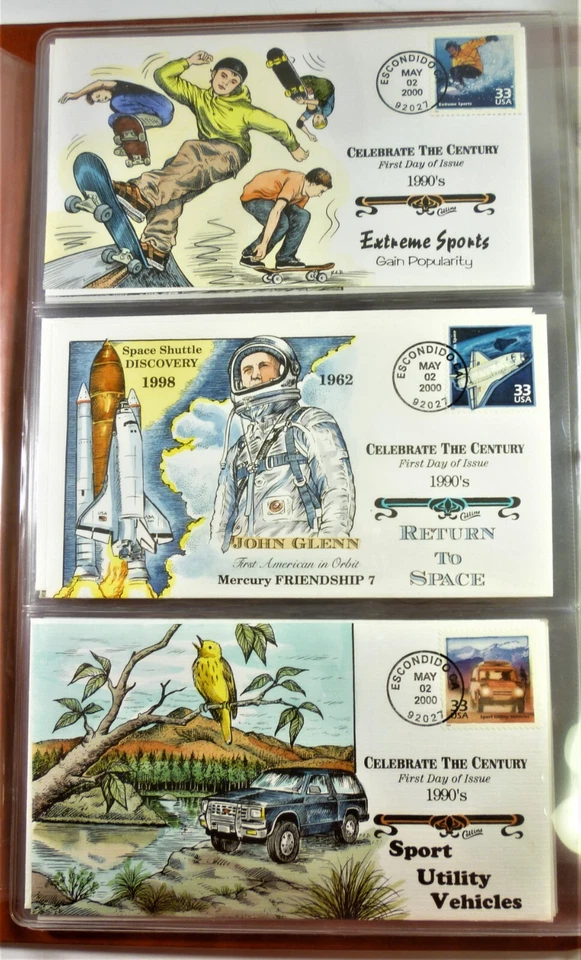 2000 CELEBRATE THE CENTURY 1990'S 15 Collins Hand Painted First Day Covers - Image 4 of 4