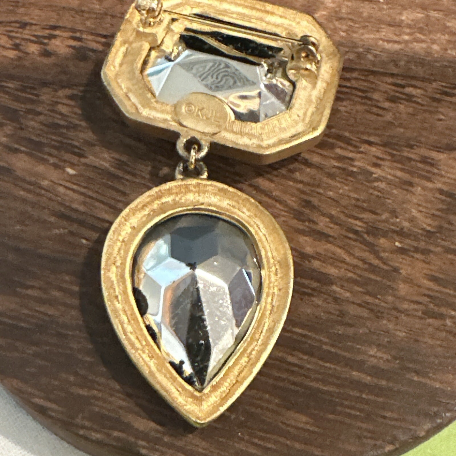 vintage kenneth jay lane Kjl Glass Cabochon Brooch - image 3