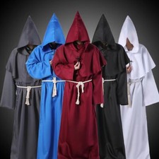 Medieval Men Renaissance Priest Monk Robe Cosplay Costume Halloween Party Shawl