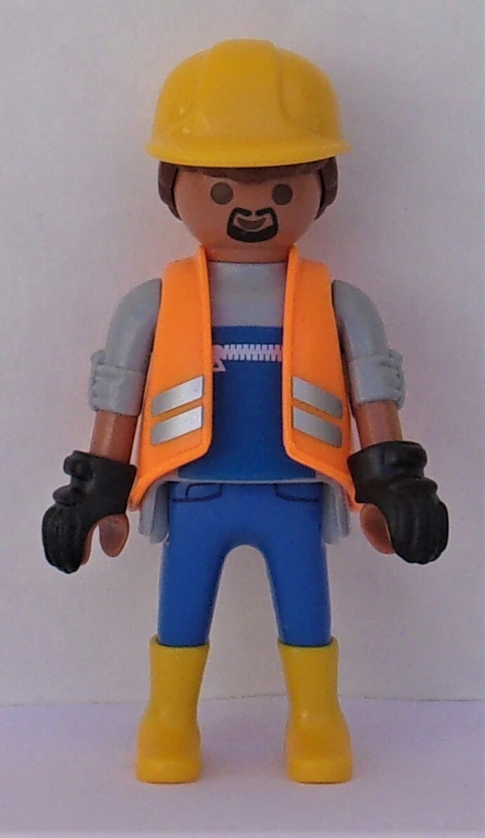Playmobil City Life Construction Worker with Gloves Helmet Good