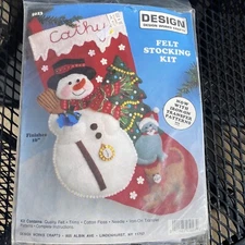 Design Works 5023 Snowman Cats Kittens 16" Felt Christmas Stocking Craft Kit