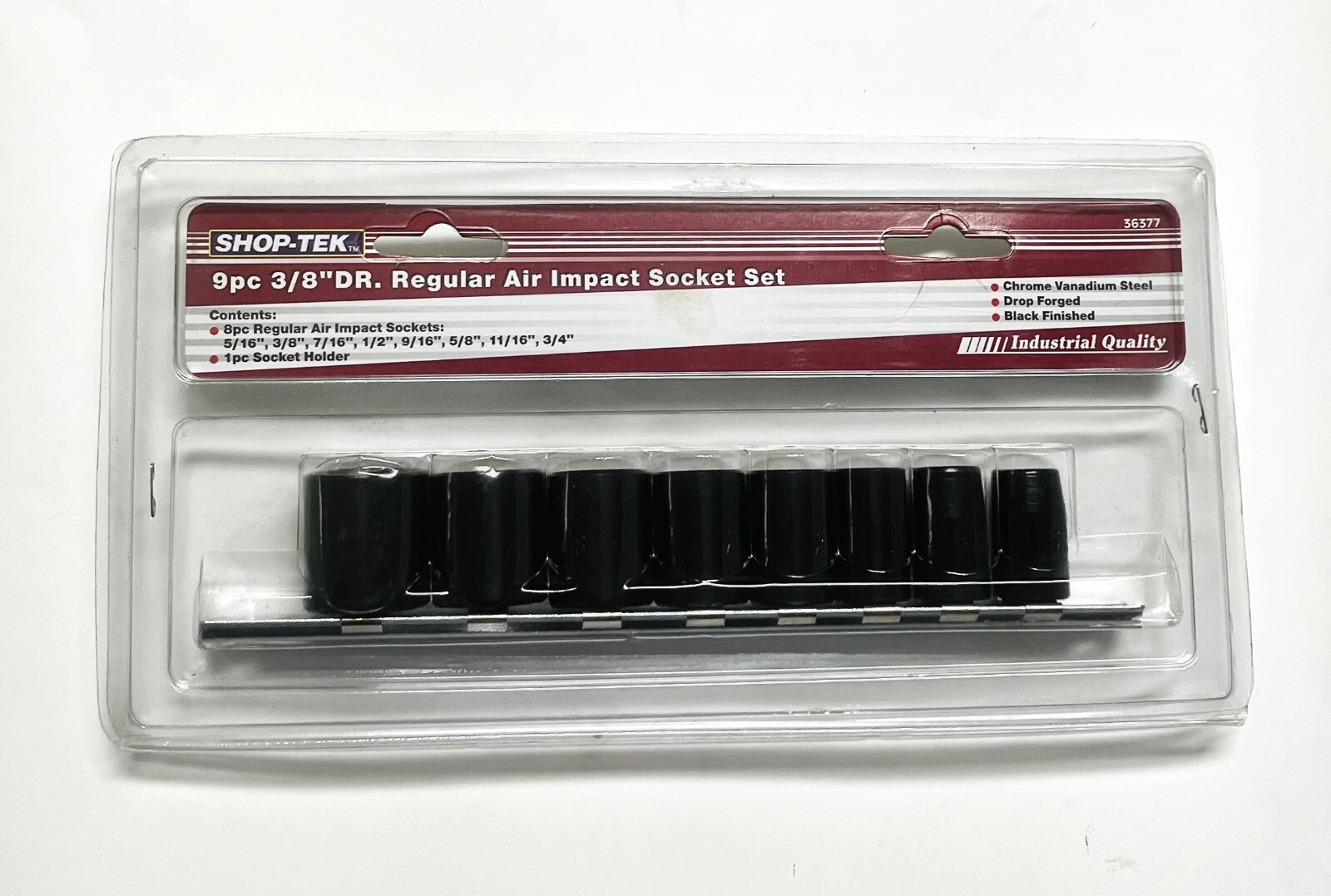 Shop-Tek 3/8" Dr Shallow Impact Socket Set, Made of CR-V, #36377