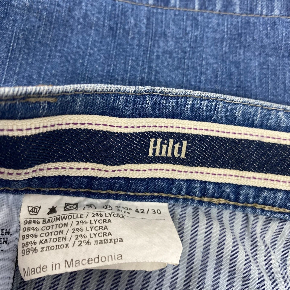 Hiltl Mens 42x25 Blue Medium Wash Wide Leg 5 Pocket Jeans - Image 4 of 4