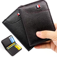 Men's Leather Slim Minimalist Bifold Front Pocket Wallet Card Holder