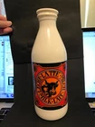 VINTAGE 1960'S MOD EGIZIA  MILK GLASS CARAFE BOTTLE 32 0UNCES