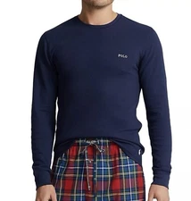 NEW NWT SMALL Polo Ralph Lauren PWLC2F Waffle Knit Long Sleeve Crew Shirt Blue