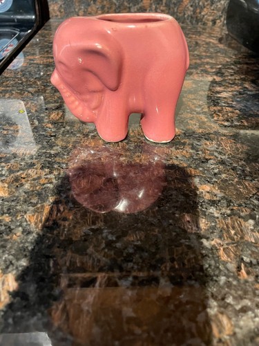 Vintage Pink Elephant Trunk Up Ceramic Planter 3 ¼” Tall - Picture 6 of 12