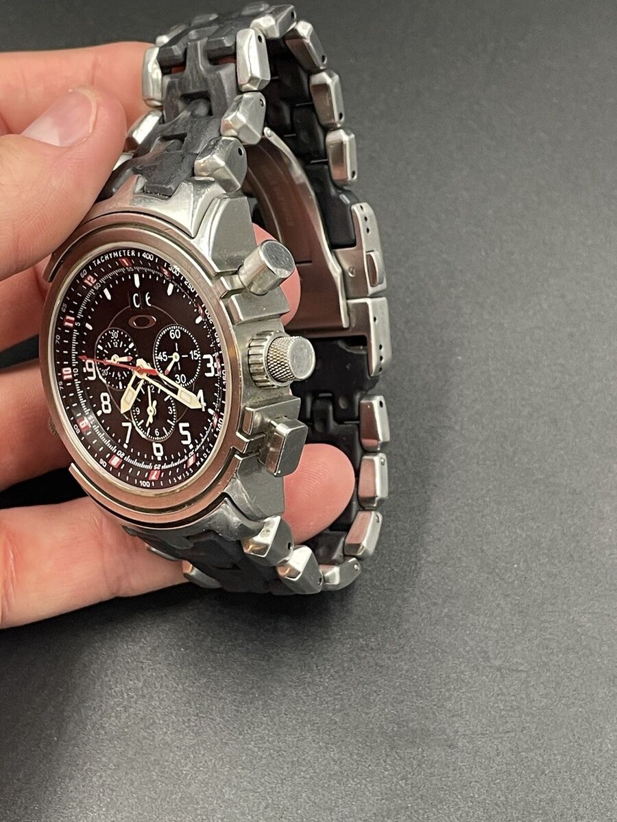 Oakley 12 Gauge Stainless Steel Brushed w/ Black Dial Watch Oakley 12 Gauge Stainless Steel Brushed w/ Black Dial Watch