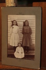 Antique Photo Mounted Matted 3 Young Girls